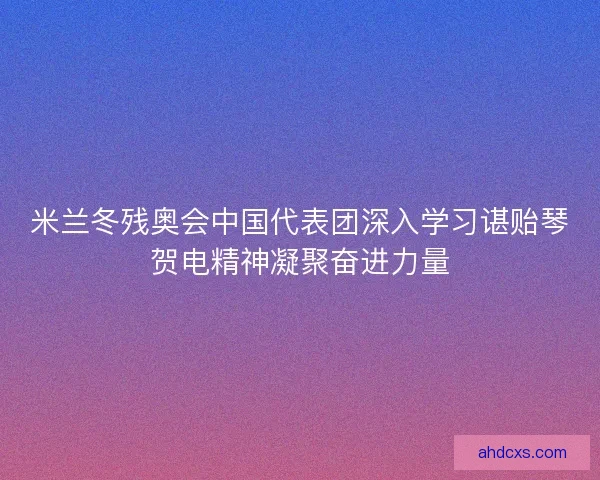 米兰冬残奥会中国代表团深入学习谌贻琴贺电精神凝聚奋进力量