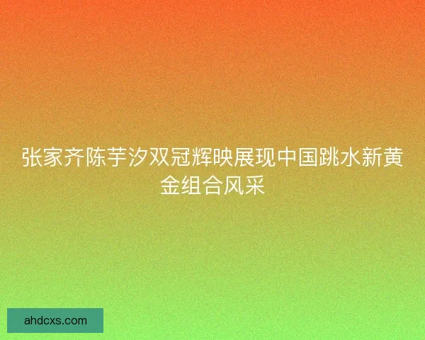 张家齐陈芋汐双冠辉映展现中国跳水新黄金组合风采