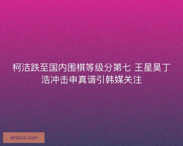 柯洁跌至国内围棋等级分第七 王星昊丁浩冲击申真谞引韩媒关注